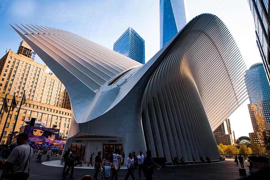 arquitetura, EUA, cidade, World Trade Center, estação, oculus, moderno, Nova york, metrô, trem, arranha-céu