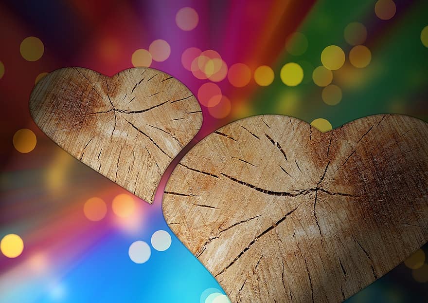 心臓、愛、木材、粒、構造、テクスチャ、バレンタイン・デー、バックグラウンド、壁紙、ボケ、色