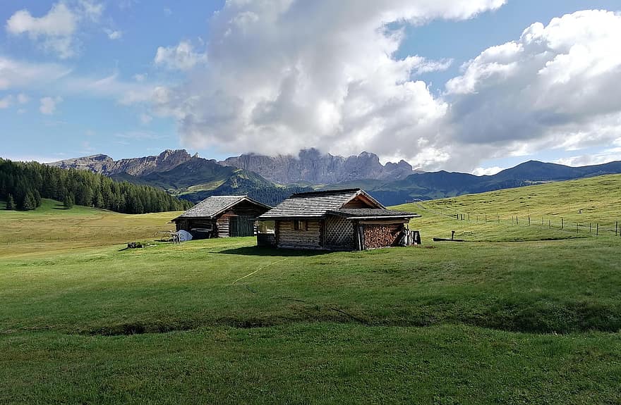 Italia, fjell, Trentino, landskap, Dolomittene, alpine, utendørs, vista, scenisk, natur, skyer