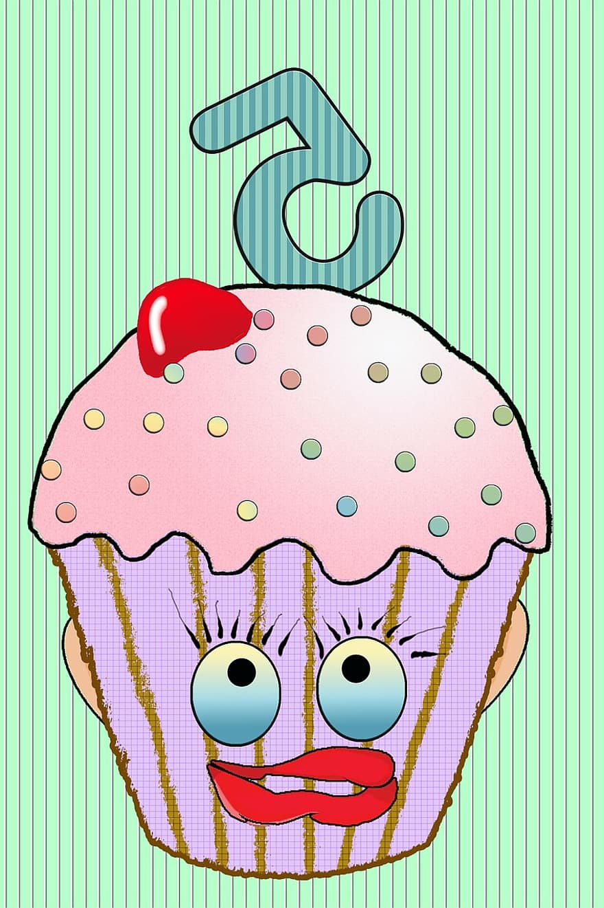 Cupcake, Muffin, Geburtstag, 5, Gebäck