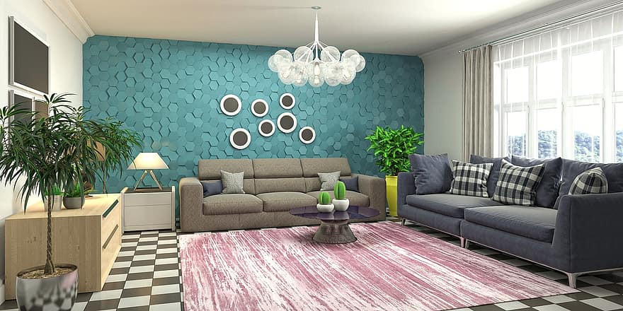 Svetainė, interjero dizainas, 3d pateiktas, 3D atvaizdavimas, dekoro, apdaila, baldai, butas, namai, namas, stilingas