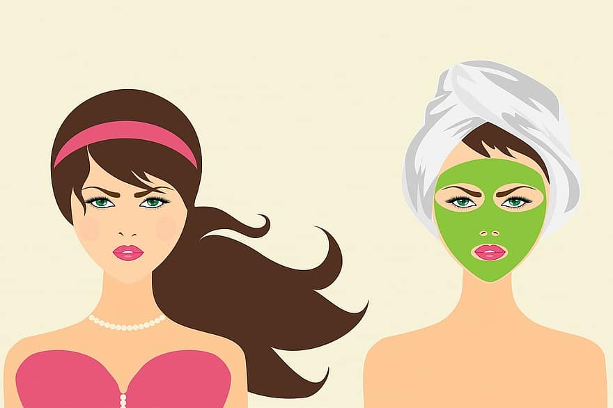 mujer, hembra, niña, belleza, tratamiento, mascara facial, Paquete facial, máscara, verde, hermoso, cambio de imagen