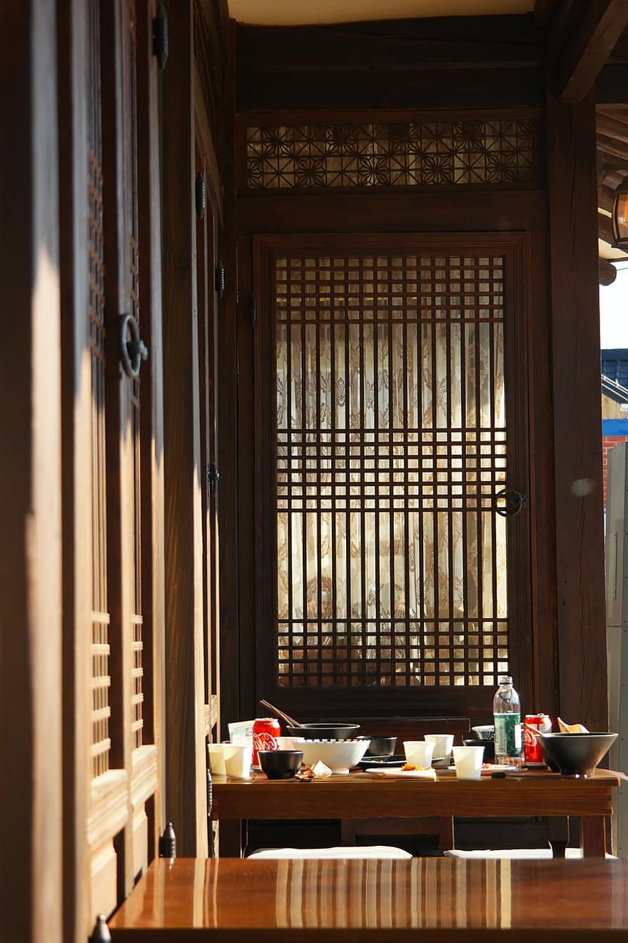 edifici, menjador, interior, construcció, tradicional, oriental, República de Corea, Corea, asia