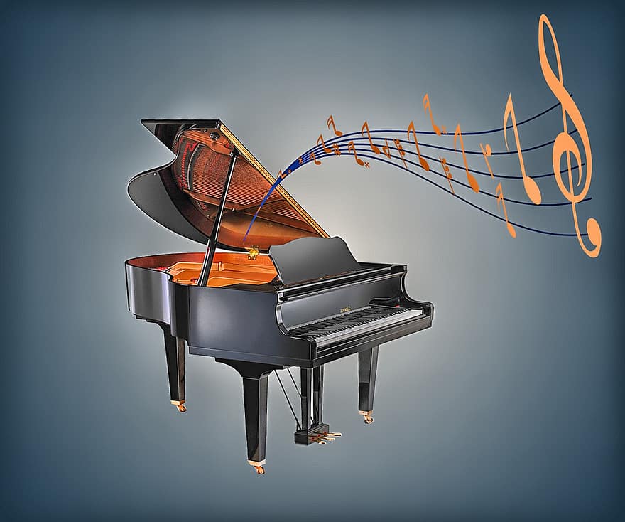 Piano, Music, Music Score, Musical Instrument, Harmony, musician, musical note, playing, piano key, performer, backgrounds