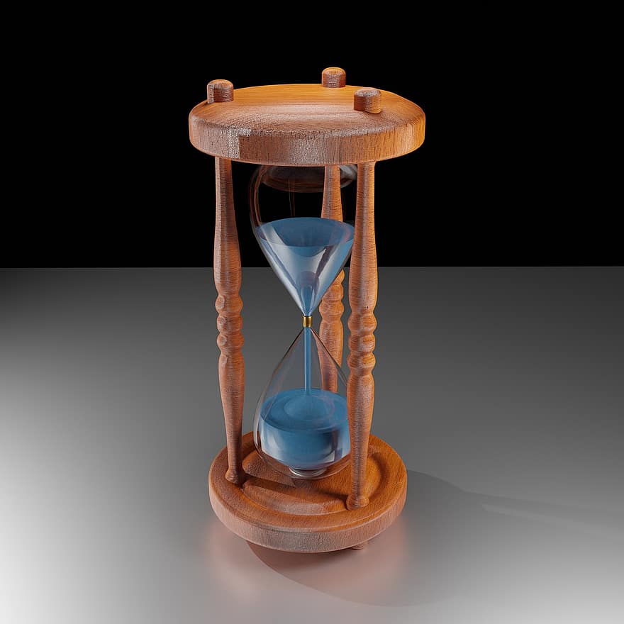 Modellering, timglas, klocka, tid, sekunder, sand, timer, trä, enda objekt, gammal, nedräkning