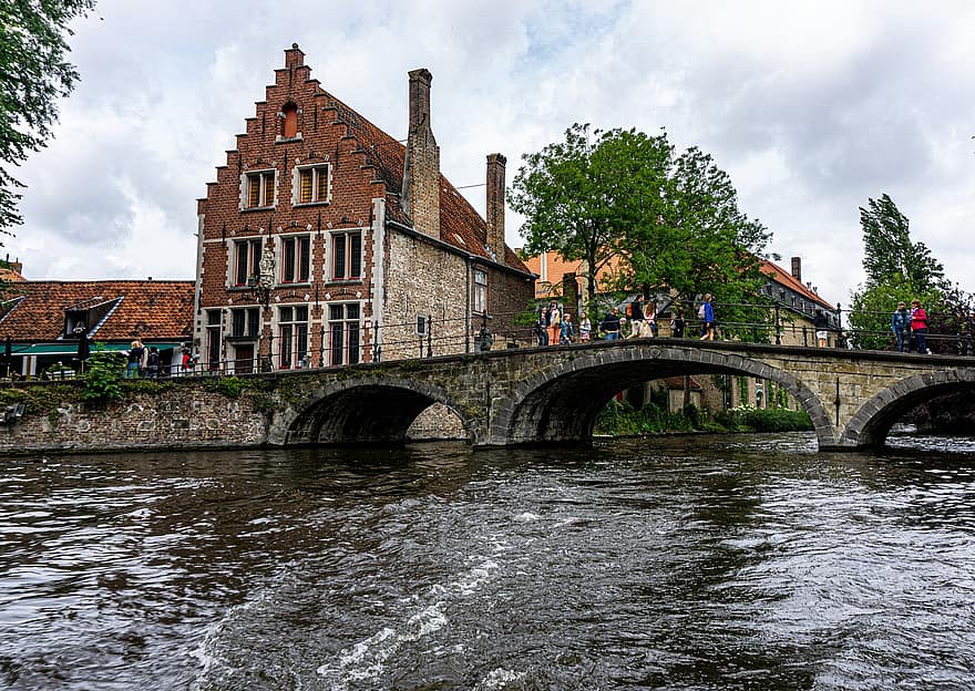 Brugge, flod, kanal, sightseeing, by, vandveje