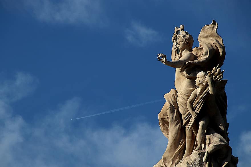 Skulptur, Statue, Stein, Kunst, Erbe, historisch, Dekoration, Paris, Frankreich, Frau, Religion