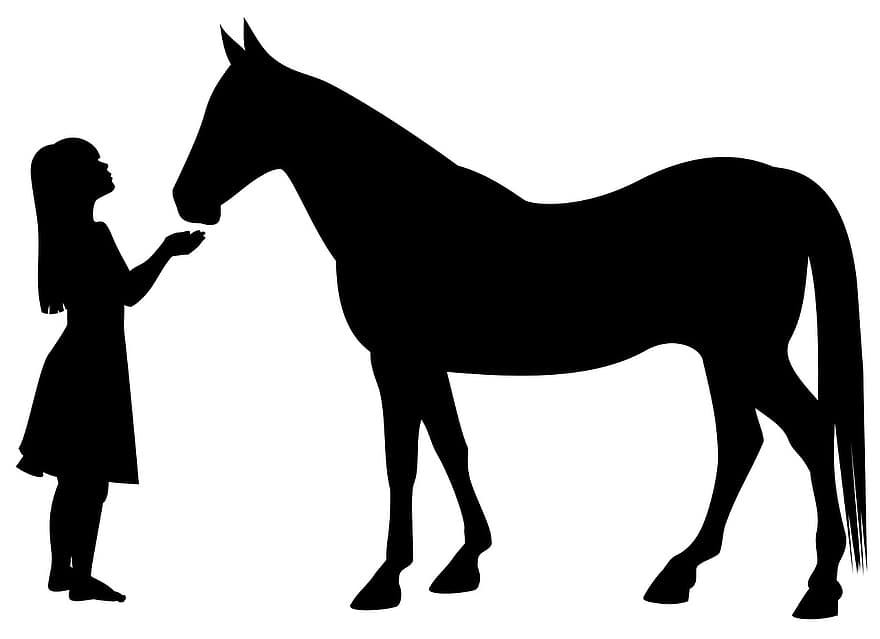 Animal, Equine, Female, Girl, Horse, Human, Love, People, Person, Pet, Silhouette