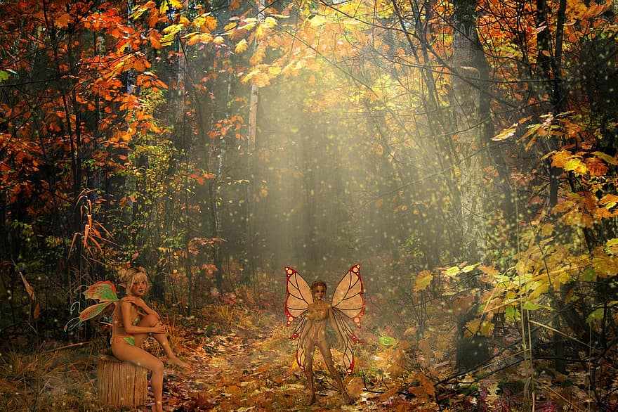 pasakos, fantazija, miškas, magija, mistinis, pasaka, svajonė, rudas miškas, Ruda fantazija, rudas sapnas