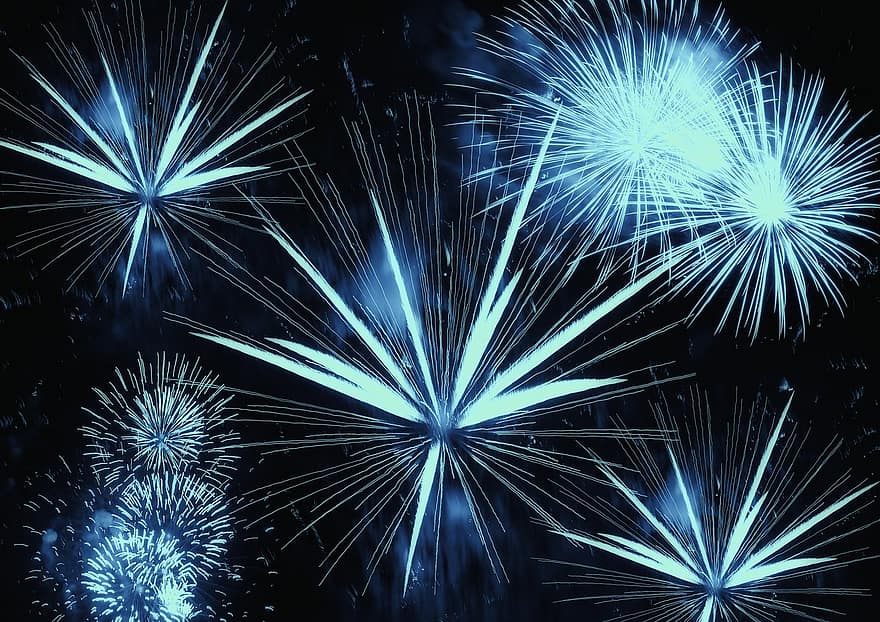 Feuerwerk, Rakete, Nacht-, Beleuchtung, Explosion, Sylvester, Farbe, Funkenregen, Silvester, Neujahr, Explosionen