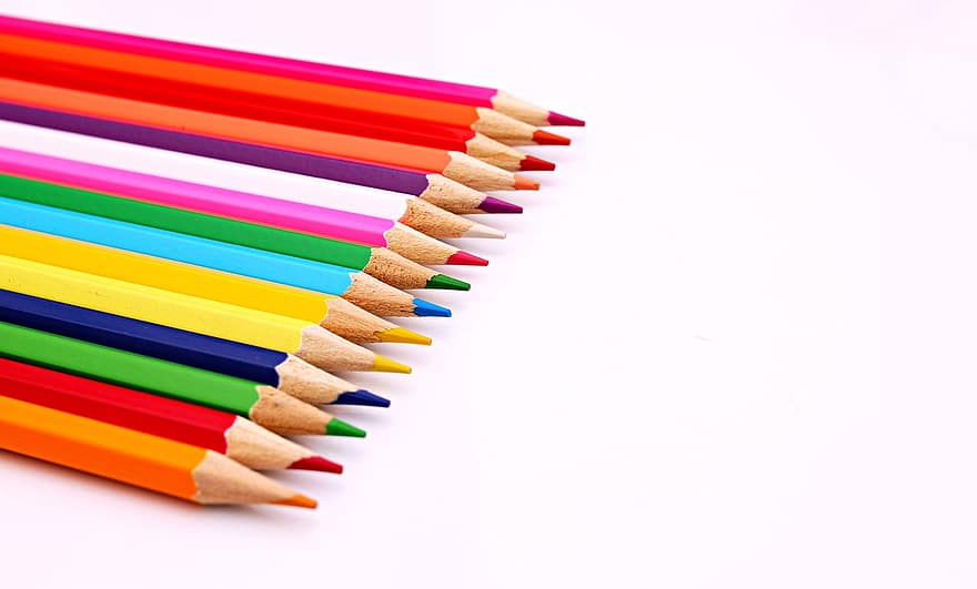 crayons de couleur, art, papeterie