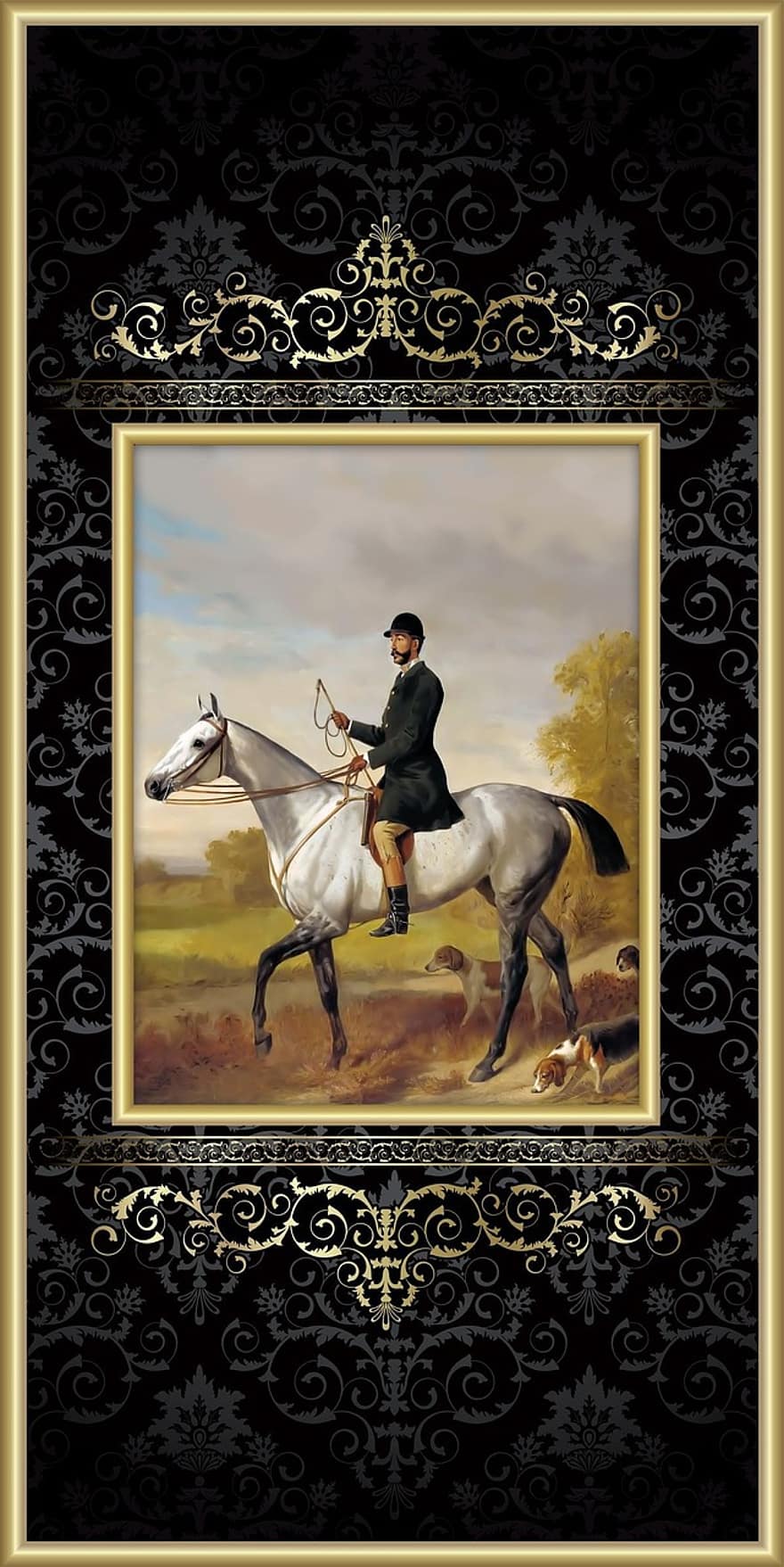 hest, mand, victorian, rytterstatue, horsemanship, gentleman, ridning, rytter, hund, jagthund, elegant