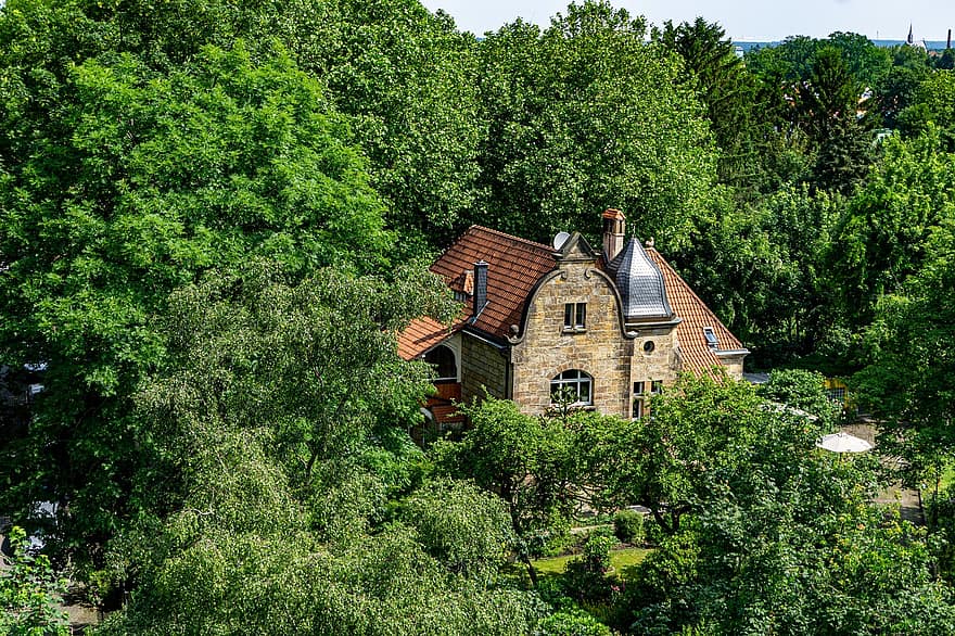 maison, parc, des arbres, feuilles, feuillage, architecture, région de la ruhr, Henrichsbourg