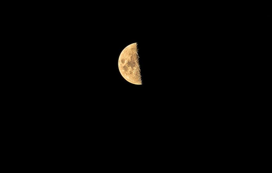 måne, astronomi, satellit, Halvmåne, nat, himmel, plads