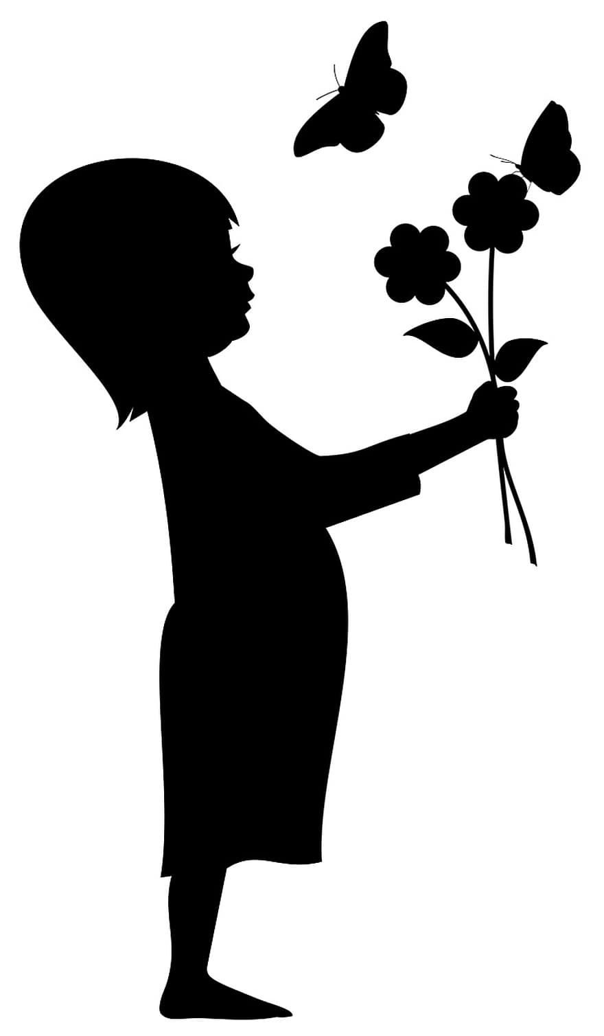 dítě, květ, strom, dívka, chlapec, šaty, tráva, mladý, ruka, list, tvář
