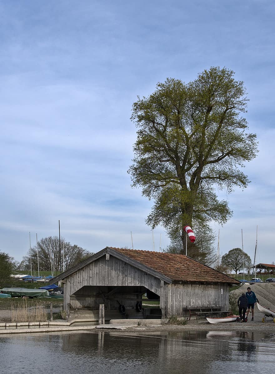 Boat House, Lake, Shore, Tree, Water, Outdoor, wood, rural scene, architecture, nautical vessel, summer