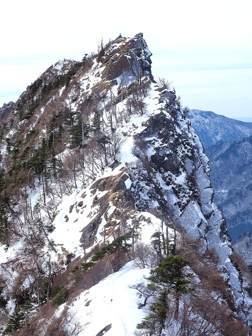 zimowy, Góra, takayama, śnieg, krajobraz, szczyt górski, Natura, las, lód, drzewo, pora roku