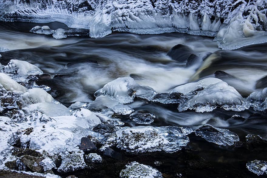 řeka, zimní, zamrzlý, Příroda, Studený, mráz, led