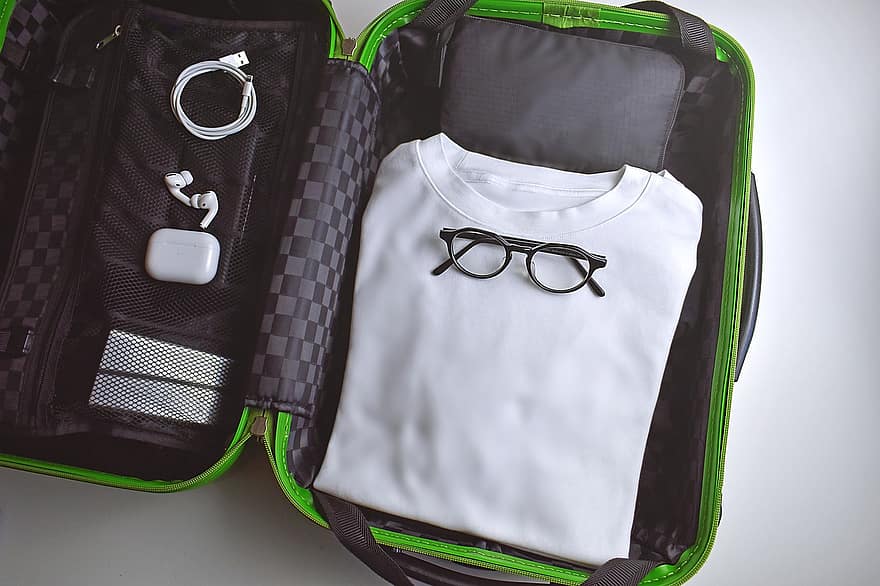 koffer, bagage, geval, reis, pak, minimalistische
