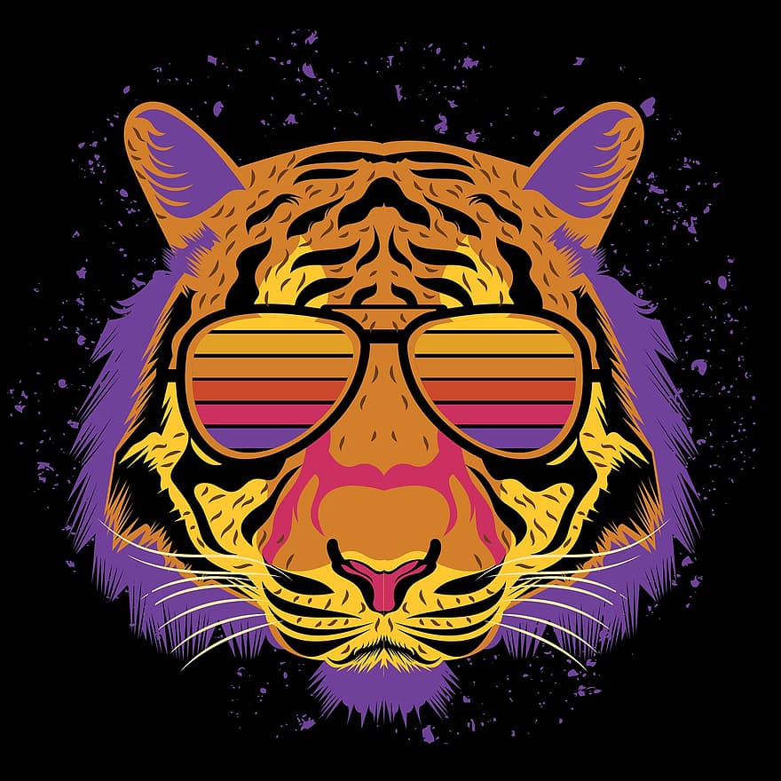 tygr, zvíře, sluneční brýle, velká kočka, savec, divoké zvíře, volně žijících živočichů