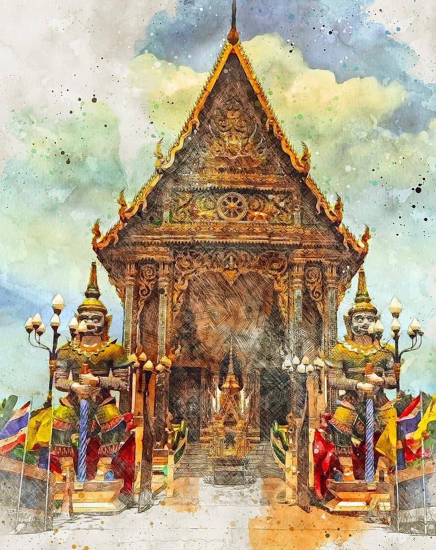 templom, Thaiföld, vallás, elmélkedés, imádkozik, dom