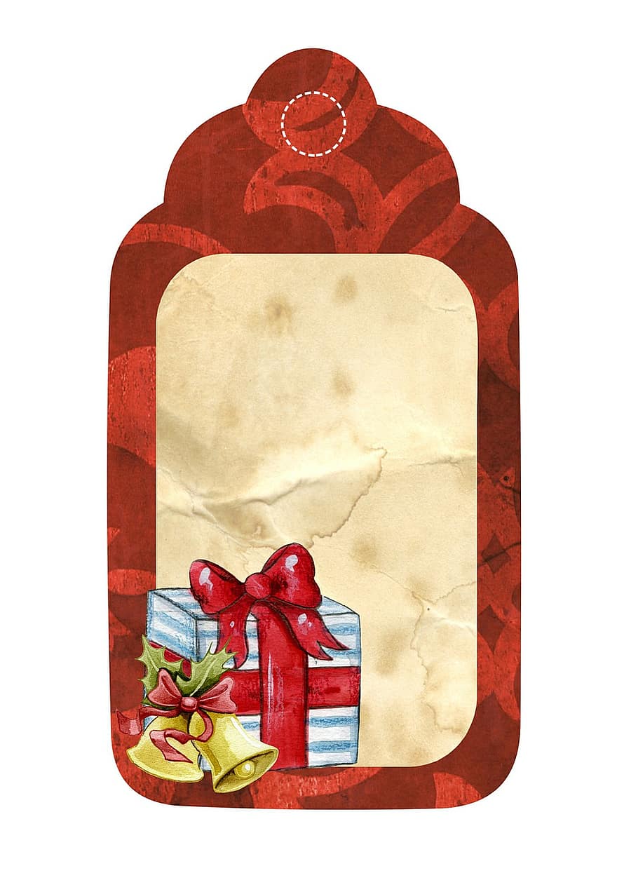 Crăciun, eticheta, etichetă, roșu, cadou, prezent, Salut, decor, festiv, sezonier, decorativ