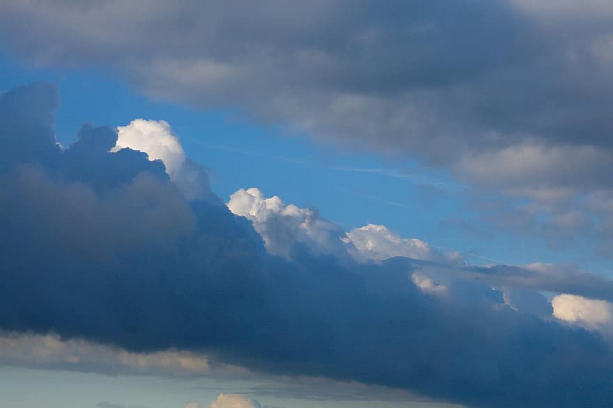 des nuages, Météo, orage, nuages ​​noirs, bleu, nuage, ciel, journée, stratosphère, couvert, cumulus
