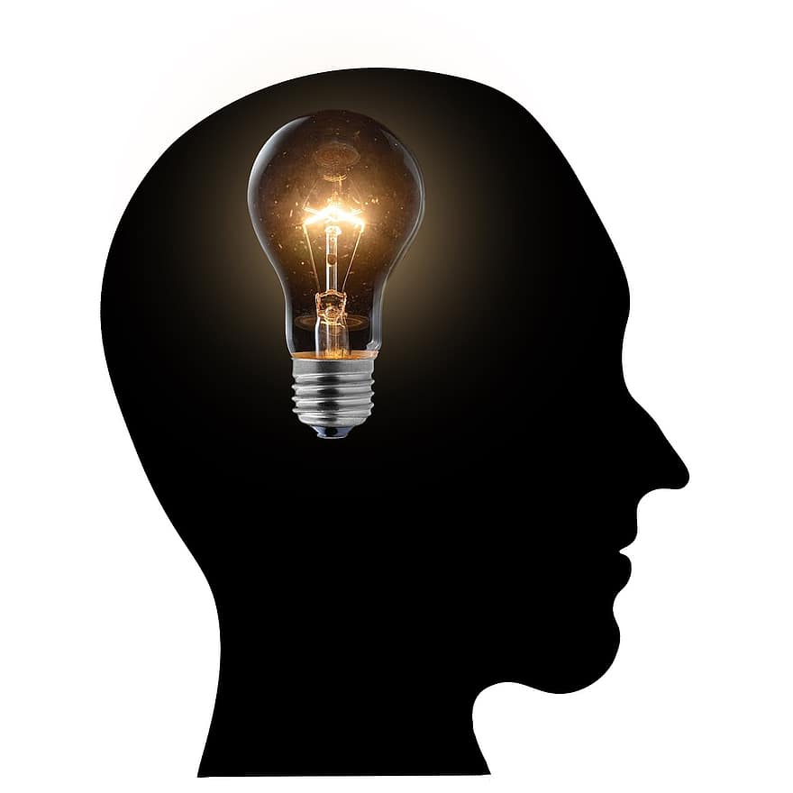 ide, smart, tanker, hjerne, lys pære, ideer, kreativitet, innovation, fantasi, inspiration, symbol