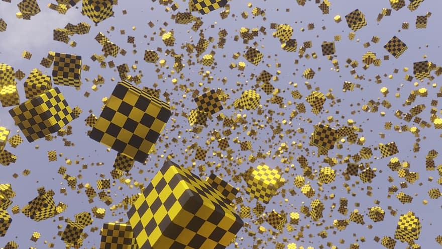 Cubes, Chess, Wallpaper, Sky, Gold, Background, Random, 3d, Height, Geometry, Abstract
