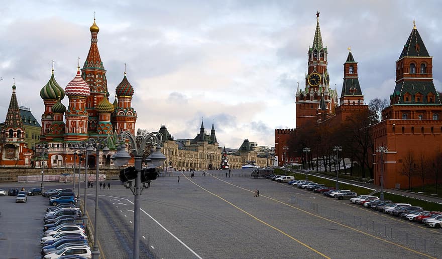 Москва, Русия, катедралата на босилек, архитектура, град, сгради