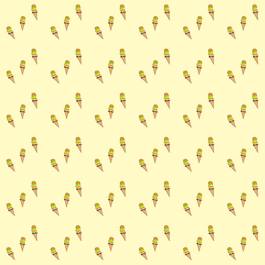 Pattern, Ice, Background, Ice Pattern, Ice Cream Cones, Schleckeis, Yellow, Pattern Background, Background Pattern, Paper Pattern