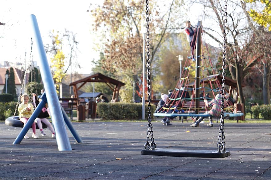 Park, Playground, Fun, Slide, Swing, Children, childhood, child, swinging, playing, summer