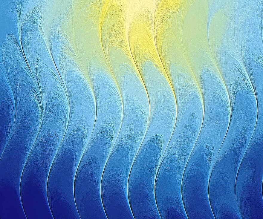 tekstur, bølger, abstrakt bakgrunn, blå, gradient, gul, farge