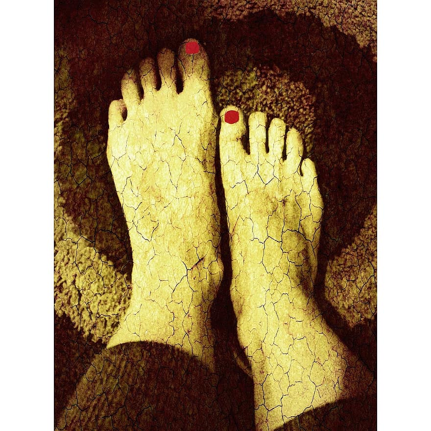 đôi chân, móng tay, chân, đỏ