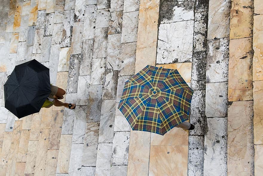 зонтик, дождь, мрамор, лестница, Тоскана