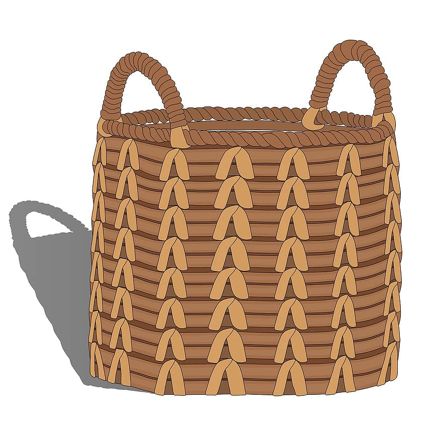 Basket, Container, Wicker Basket, Wicker, Vintage, Interior, illustration, vector, single object, backgrounds, design