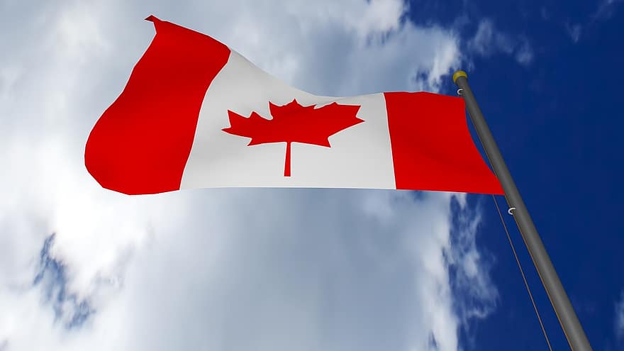 Kanada, kanadai zászló, zászló, piros, szimbólum, nemzeti, nemzet, fehér, hazafias, szél, ország