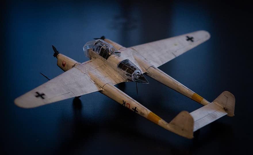 pesawat terbang, focke-wulf fw 189, model, baling-baling, kendaraan udara, mainan, penerbangan, angkutan, perang, militer, teknologi