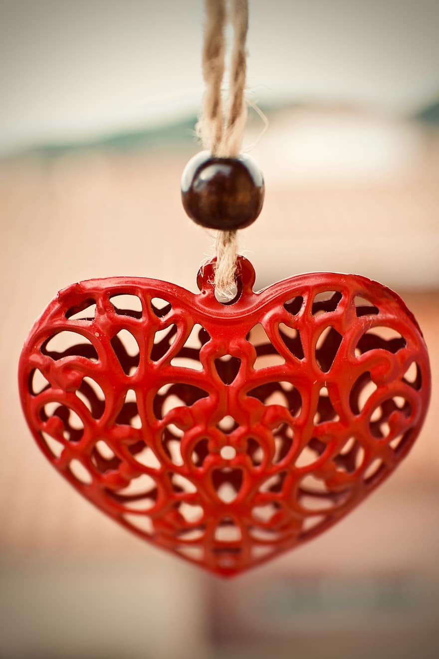 jantung, dekorasi, hari Valentine, gantung, cinta, percintaan, persahabatan, simbol, dekoratif