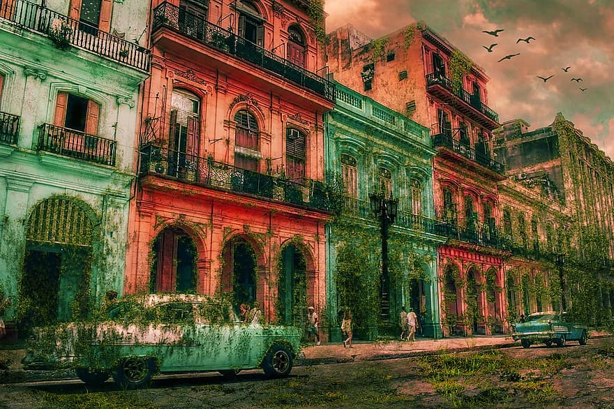 Havana, Kuuba, arkkitehtuuri, iso alkukirjain, kaupunki, historiallinen, matkailu, vanha, ajoneuvo, matkustaa, nostalginen
