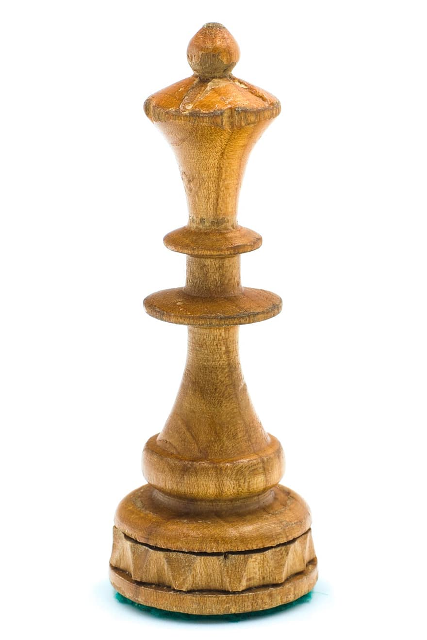 królowa, szachy, kawałek gry, drewno, Drewniany kawałek szachowy