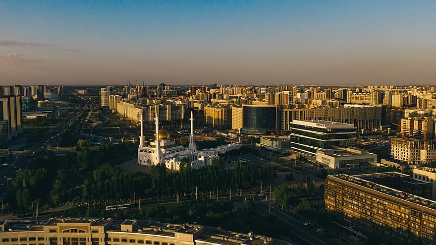 città, Astana, Nur-sultan, Kazakistan, architettura, costruzione, cielo, viaggio, Asia, capitale, moschea