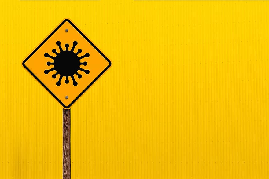 Virus, Coronavirus, Sign, Warning, Wall, Road Sign, Street Sign, Traffic Sign