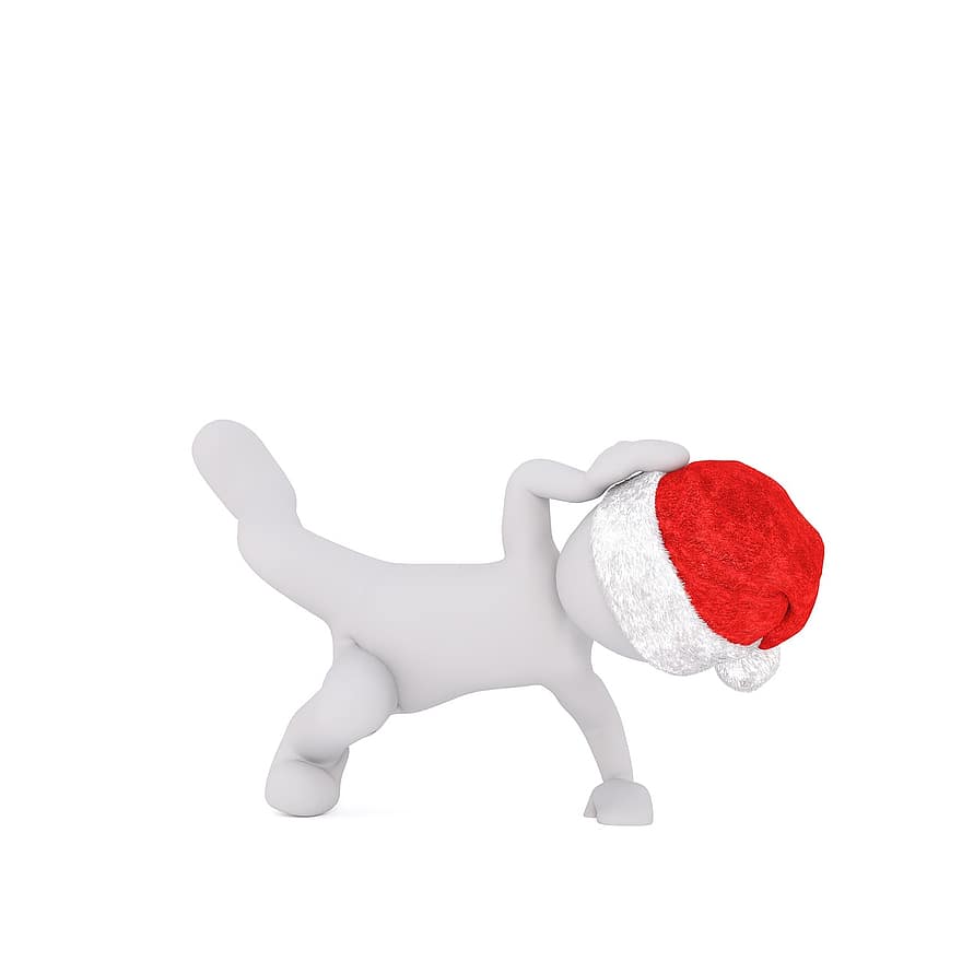 Різдво, білий самець, повне тіло, капелюх Санта, 3D модель, малюнок, ізольовані, хіп хоп, стиль, танцювати, рух