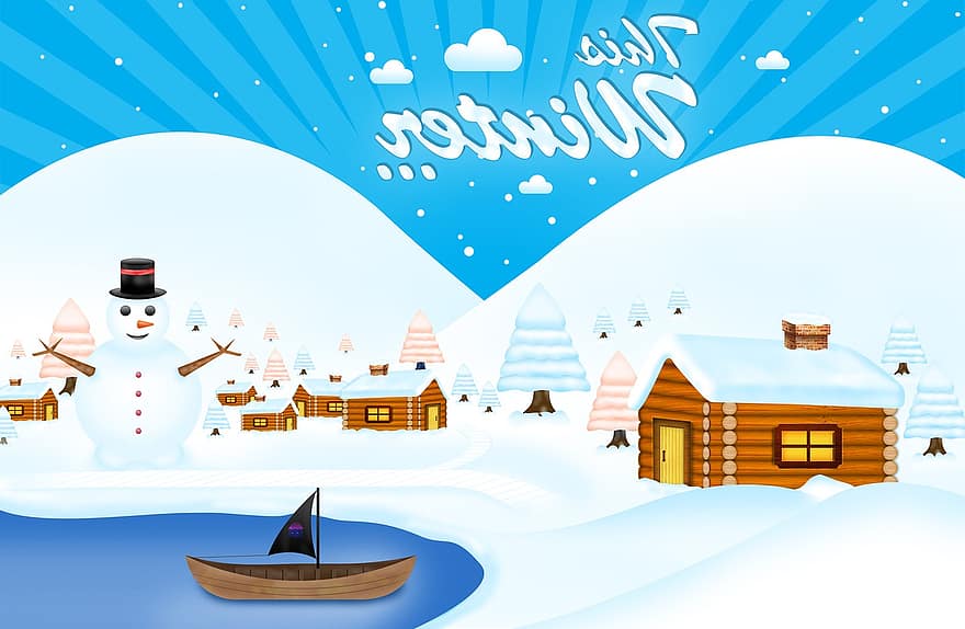 làng mùa đông, mùa đông, phong cảnh mùa đông