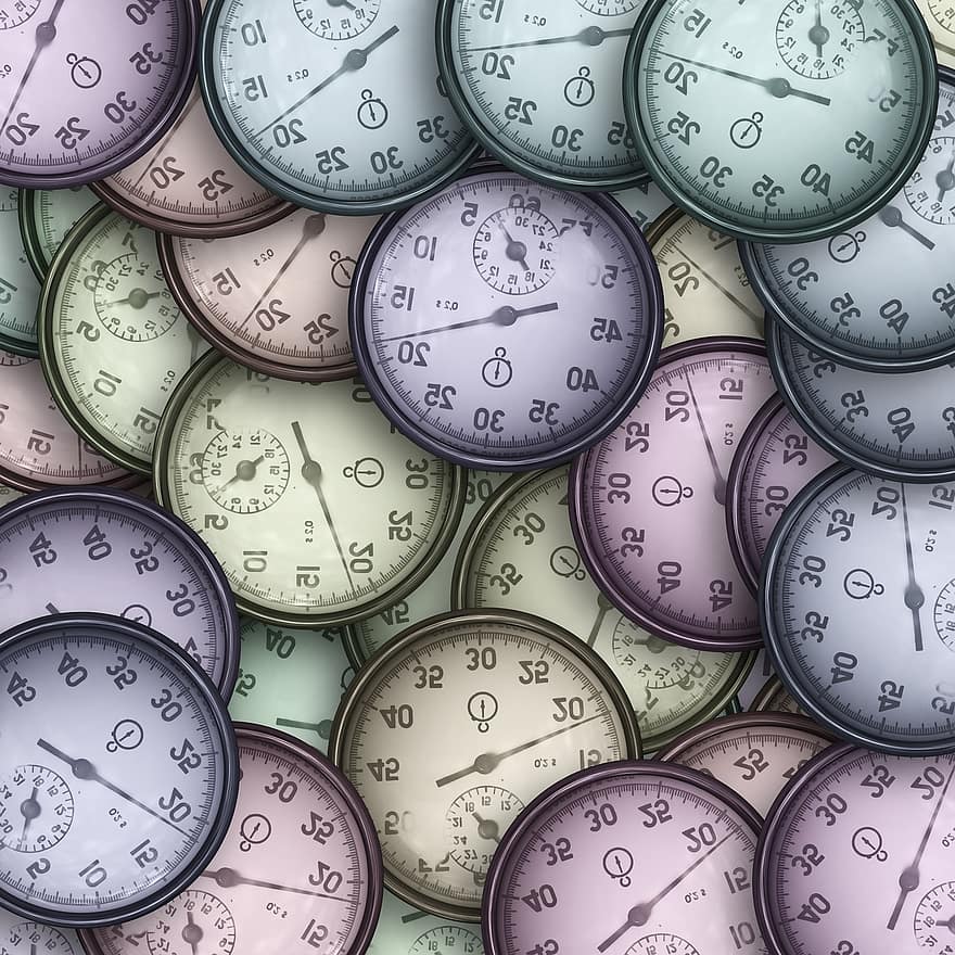chronomètre, l'horloge, beaucoup, temps, heures, minutes, heure indiquant, mesure du temps, mesure, animation, minuteur