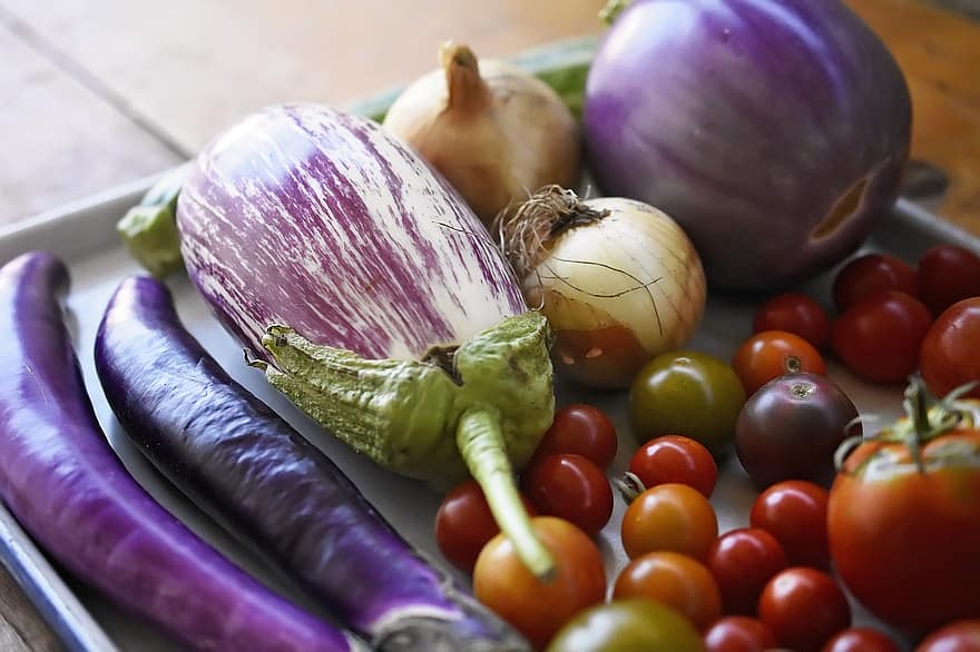 Vegetable, Vegetables, Harvest, Eggplant, Tomato, Tomatoes, Food, Healthy, Organic, Fresh, Nutrition