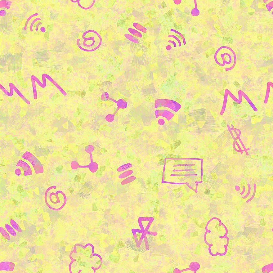 Wifi, Pattern, Bluetooth, Message, Connection, Sms, Seamless, Glow, Neon, Whimsical, Hand Drawn