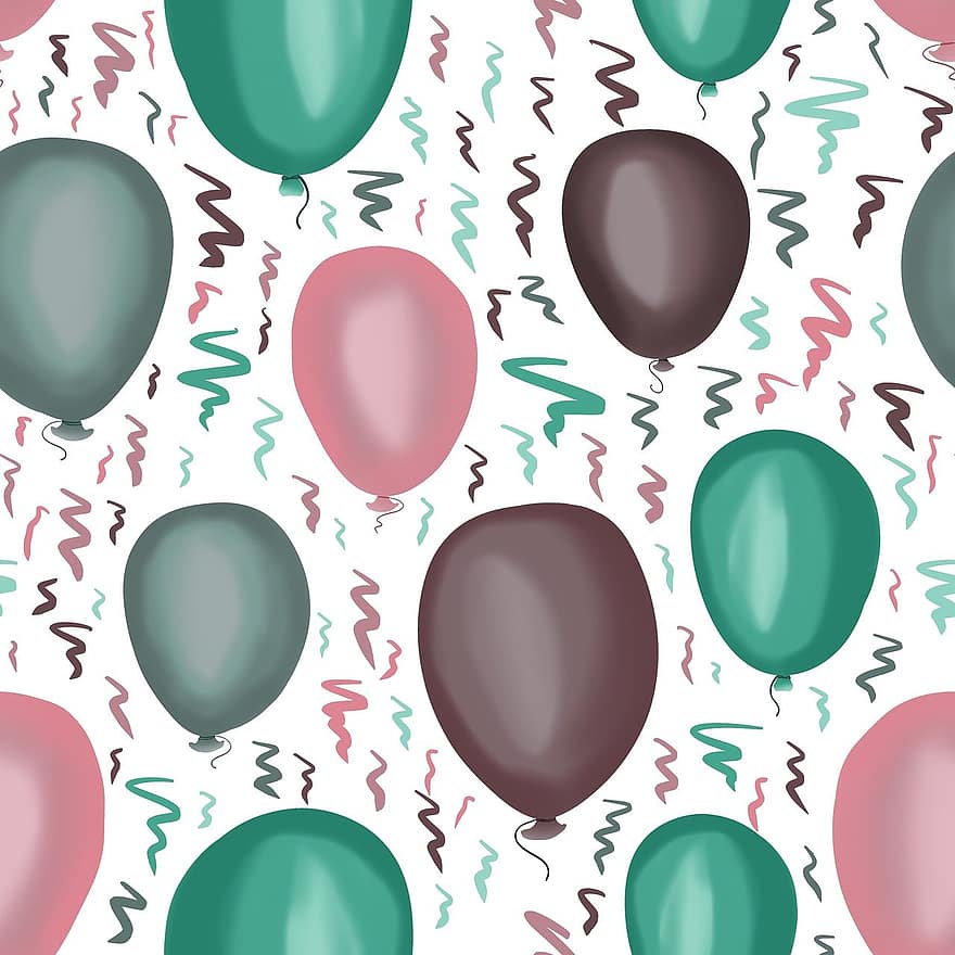 ballonnen, feest, confetti, ballon, viering, decoratie, verjaardag, achtergronden, vector, illustratie, pret