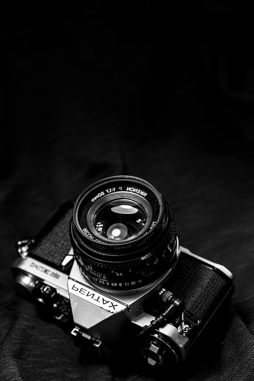 càmera, fotografia, pentax, lent, vell, retro, vintage, càmera de cinema